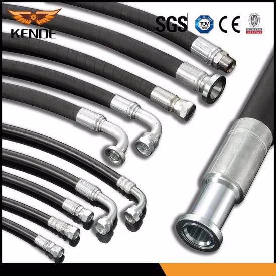Super lange Lebensdauer, industrieller hydraulischer Hochdruck-geflochtener Luft-Öl-Wasser-PVC-Gartenbagger-Gummischlauch, Rohrbaugruppe, flexibler 4-Sh-4-Sp-Hydraulikschlauch